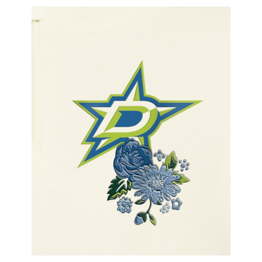 NHL Cream Dallas Stars New Era Women's Glam Game Quarter-Zip Cropped Floral Hoodie Pullover