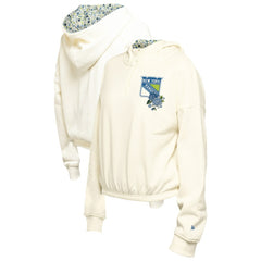NHL Cream New York Rangers New Era Women's Glam Game Quarter-Zip Cropped Floral Hoodie Pullover