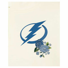 NHL Cream Tampa Bay Lightning New Era Women's Glam Game Quarter-Zip Cropped Floral Hoodie Pullover
