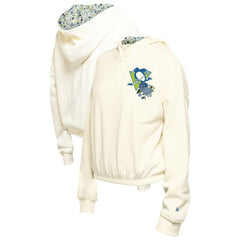 NHL Cream Pittsburgh Penguins New Era Women's Glam Game Quarter-Zip Cropped Floral Hoodie Pullover