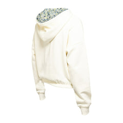 NHL Cream Colorado Avalanche New Era Women's Glam Game Quarter-Zip Cropped Floral Hoodie Pullover