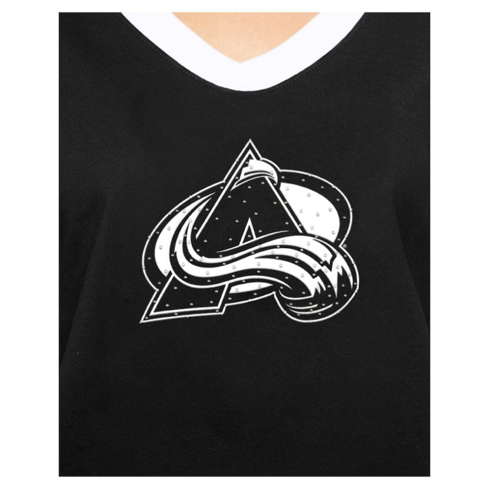 NHL Black Colorado Avalanche New Era Women's Game Day Rhinestuds T-Shirt