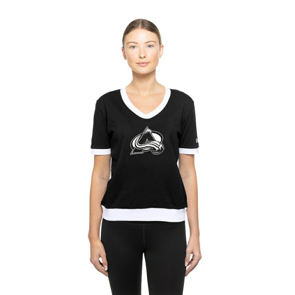 NHL Black Colorado Avalanche New Era Women's Game Day Rhinestuds T-Shirt