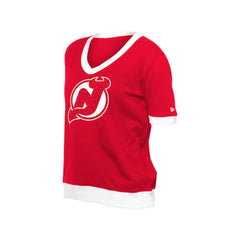 NHL Red New Jersey Devils New Era Women's Game Day Rhinestuds T-Shirt