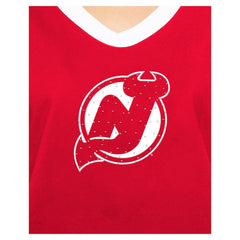 NHL Red New Jersey Devils New Era Women's Game Day Rhinestuds T-Shirt