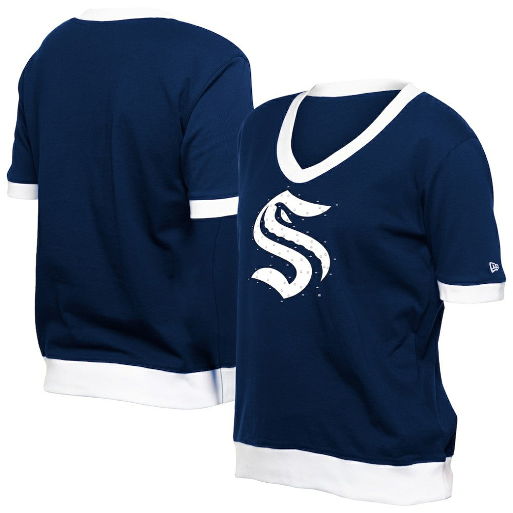 NHL Deep Sea Blue Seattle Kraken New Era Women's Game Day Rhinestuds T-Shirt