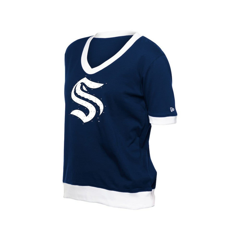 NHL Deep Sea Blue Seattle Kraken New Era Women's Game Day Rhinestuds T-Shirt