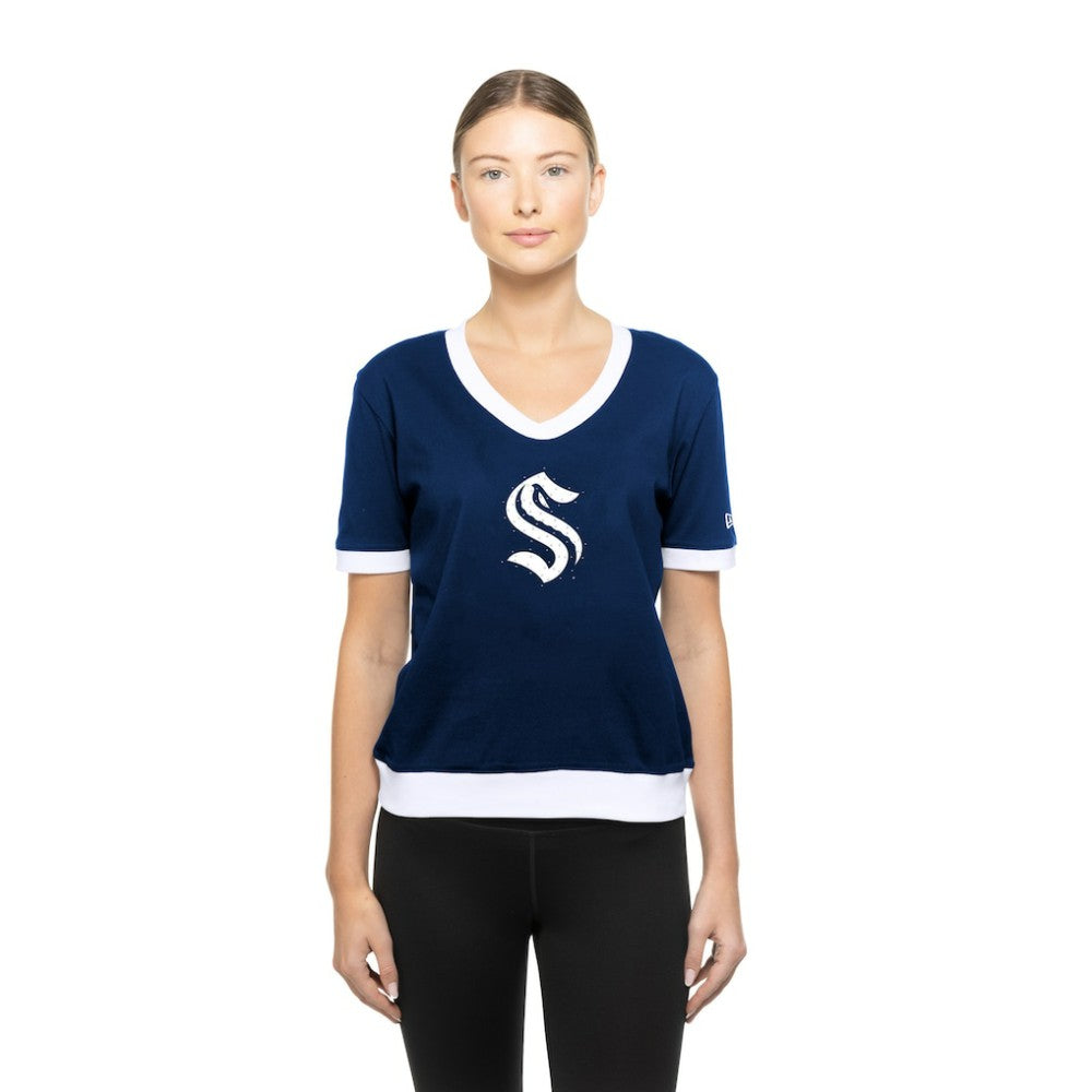 NHL Deep Sea Blue Seattle Kraken New Era Women's Game Day Rhinestuds T-Shirt