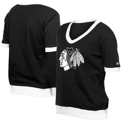 NHL Black Chicago Blackhawks New Era Women's Game Day Rhinestuds T-Shirt