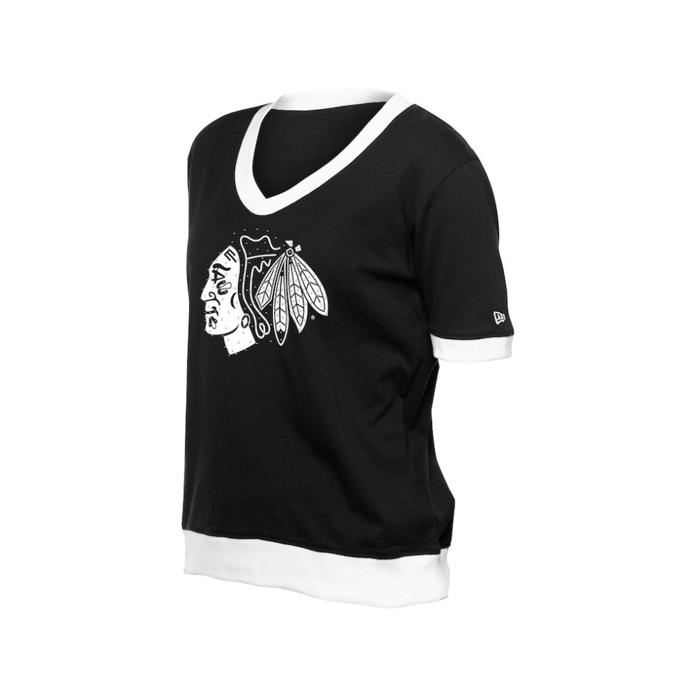 NHL Black Chicago Blackhawks New Era Women's Game Day Rhinestuds T-Shirt