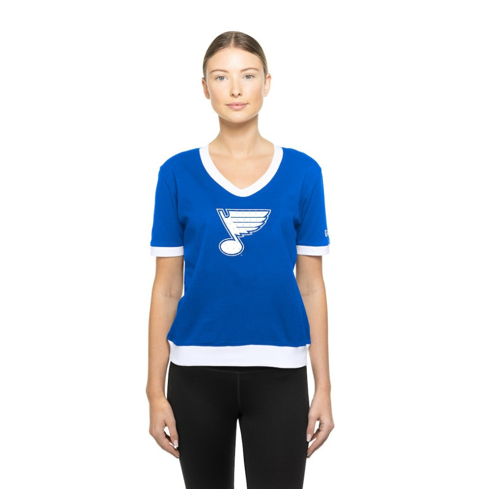 NHL Blue St. Louis Blues New Era Women's Game Day Rhinestuds T-Shirt