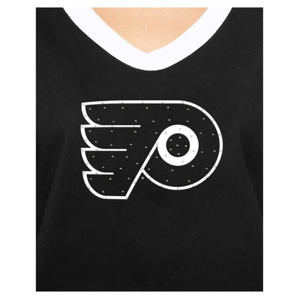 NHL Black Philadelphia Flyers New Era Women's Game Day Rhinestuds T-Shirt