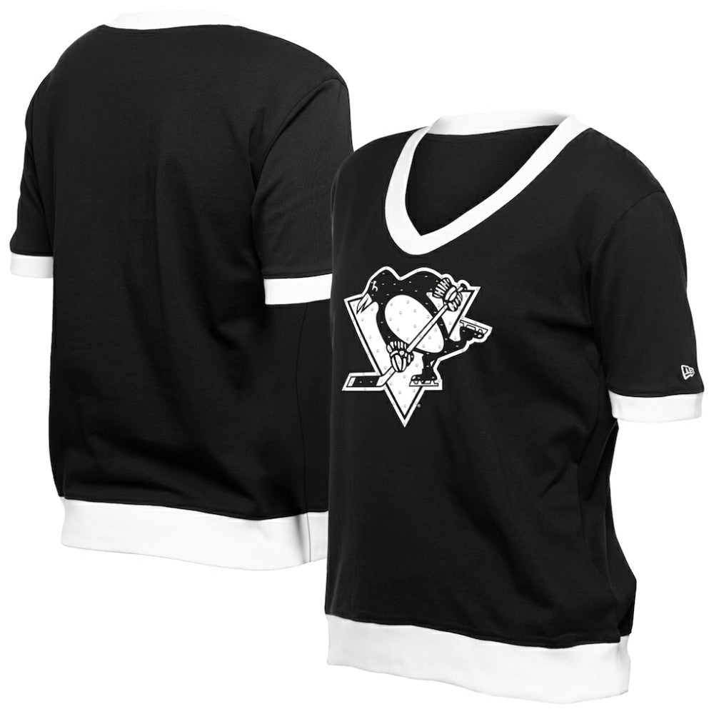 NHL Black Pittsburgh Penguins New Era Women's Game Day Rhinestuds T-Shirt