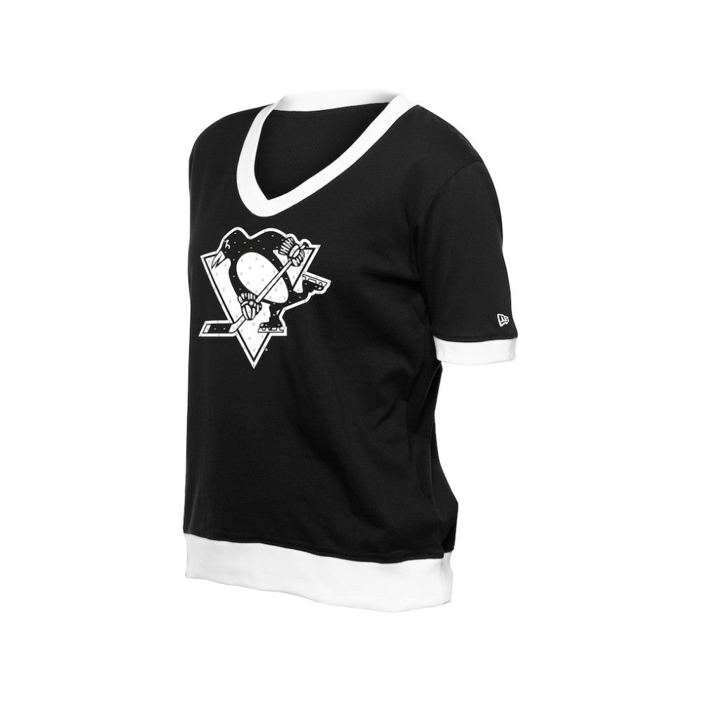 NHL Black Pittsburgh Penguins New Era Women's Game Day Rhinestuds T-Shirt