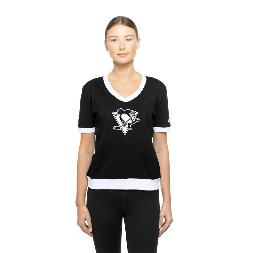 NHL Black Pittsburgh Penguins New Era Women's Game Day Rhinestuds T-Shirt