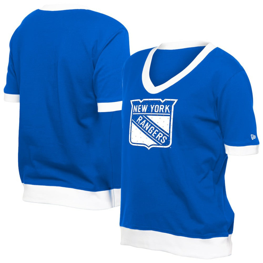 NHL Blue New York Rangers New Era Women's Game Day Rhinestuds T-Shirt
