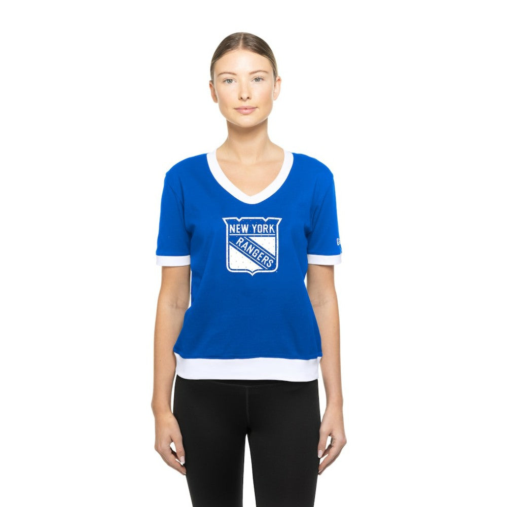 NHL Blue New York Rangers New Era Women's Game Day Rhinestuds T-Shirt