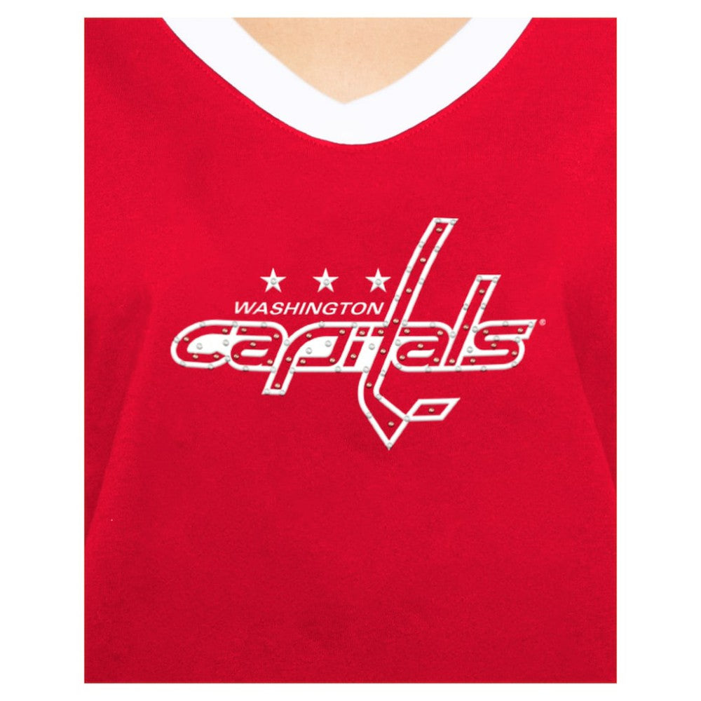 NHL Red Washington Capitals New Era Women's Game Day Rhinestuds T-Shirt