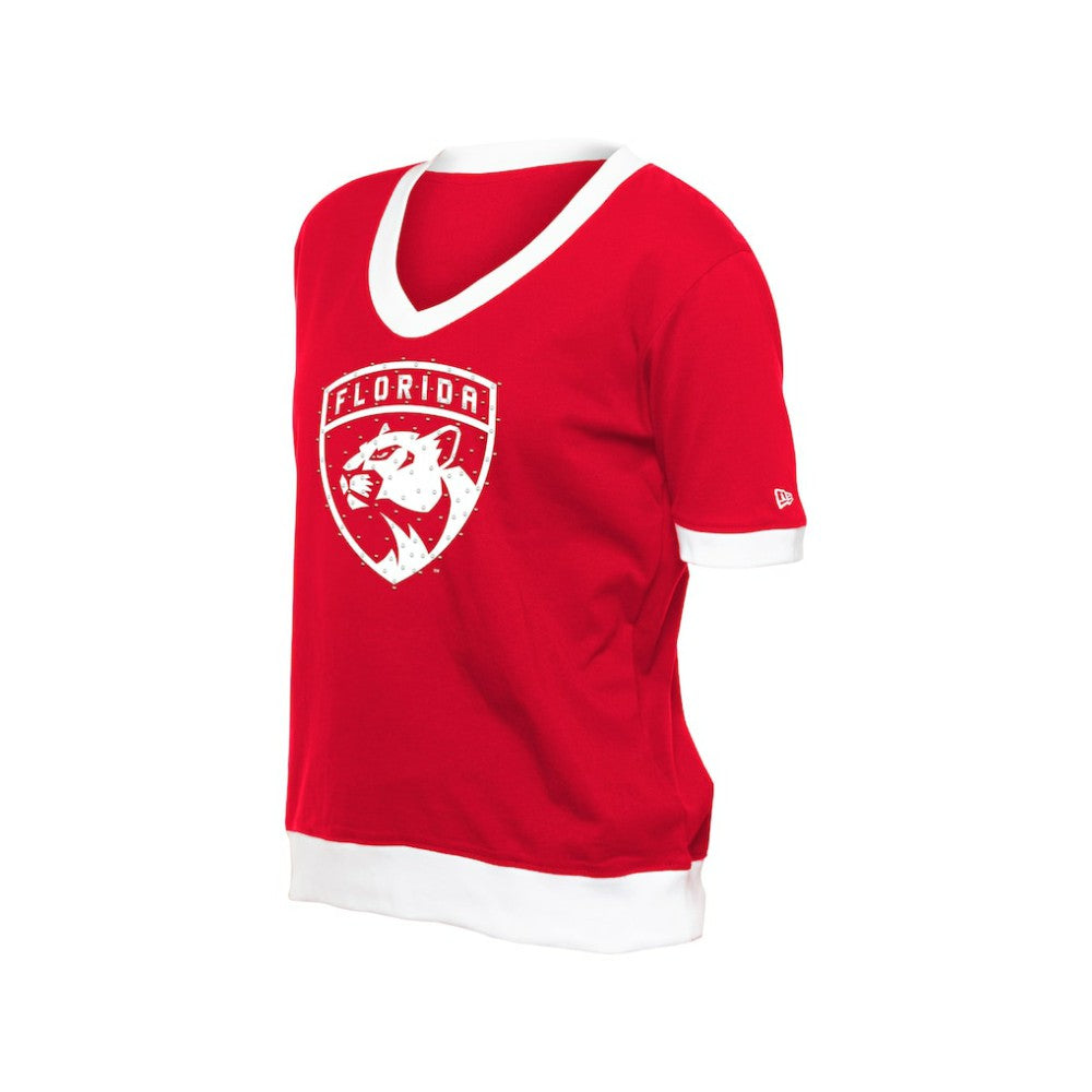 NHL Red Florida Panthers New Era Women's Game Day Rhinestuds T-Shirt