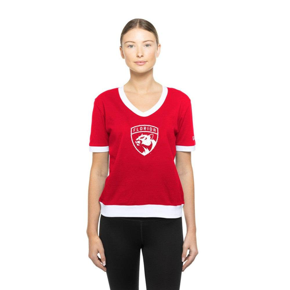 NHL Red Florida Panthers New Era Women's Game Day Rhinestuds T-Shirt