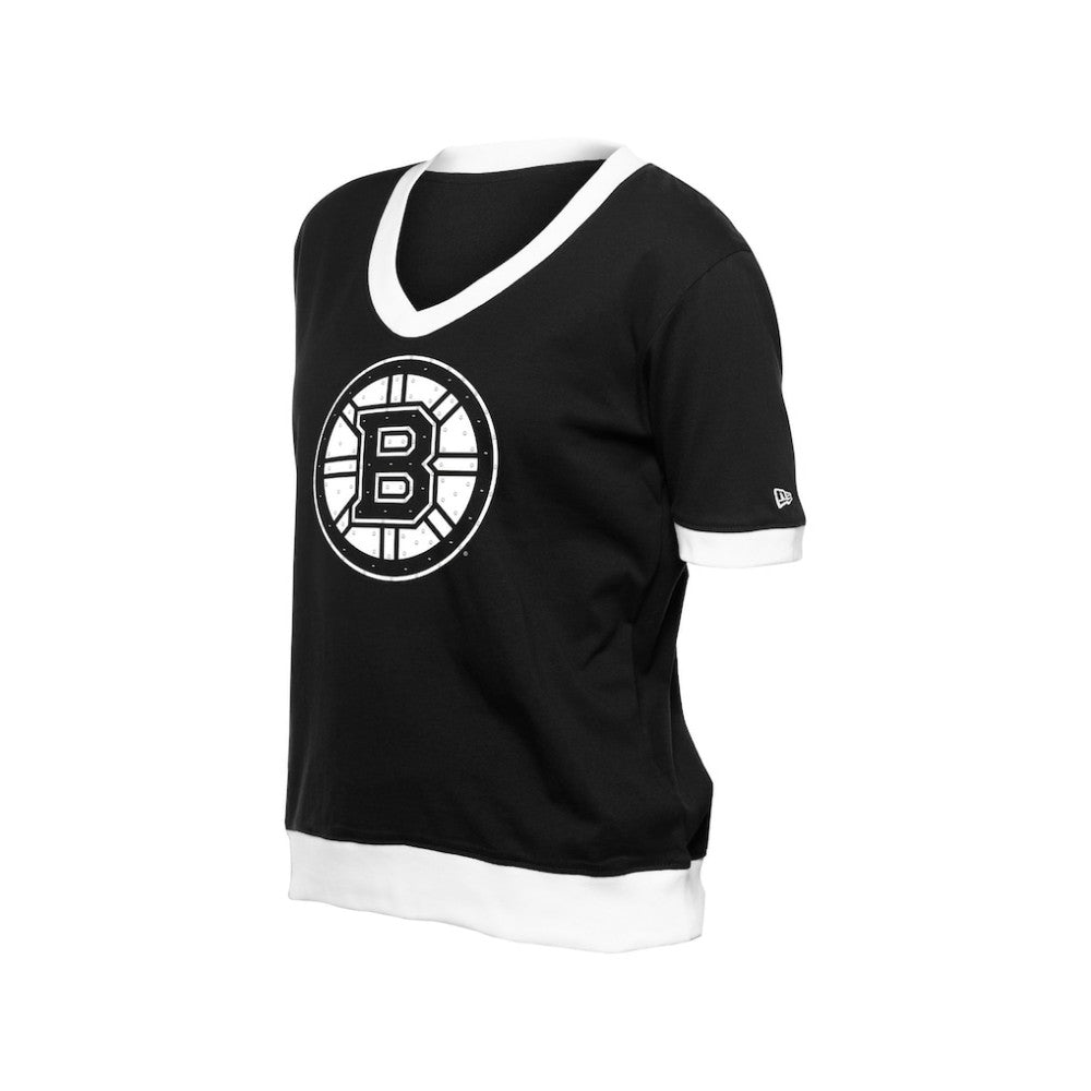 NHL Black Boston Bruins New Era Women's Game Day Rhinestuds T-Shirt