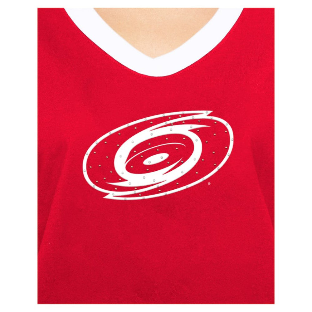 NHL Red Carolina Hurricanes New Era Women's Game Day Rhinestuds T-Shirt