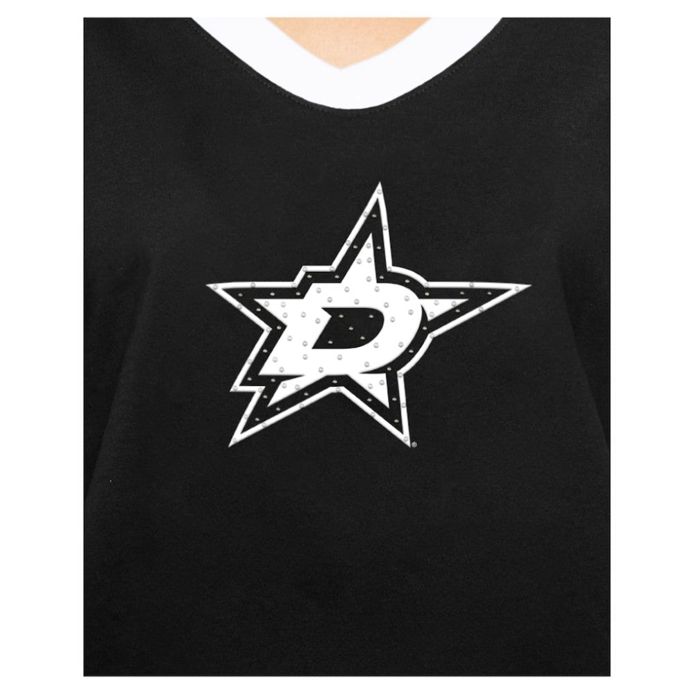 NHL Black Dallas Stars New Era Women's Game Day Rhinestuds T-Shirt