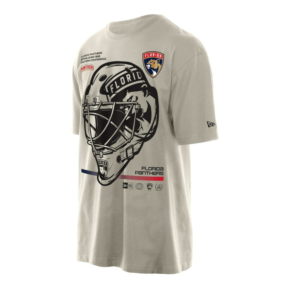 NHL Cream Florida Panthers New Era Goalie Mask T-Shirt