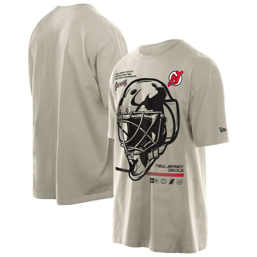 NHL Tan New Jersey Devils New Era Goalie Mask T-Shirt