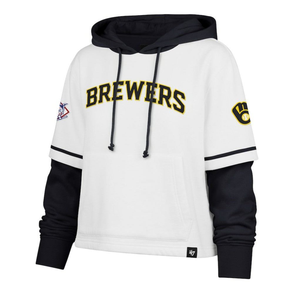 MLB Milwaukee Brewers '47 Women's Trifecta Shortstop Cropped Pullover Hoodie