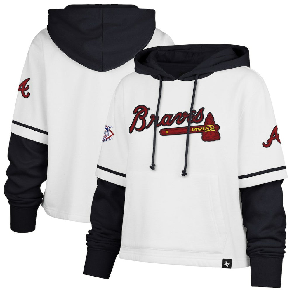 MLB Atlanta Braves '47 Women's Trifecta Shortstop Cropped Pullover Hoodie