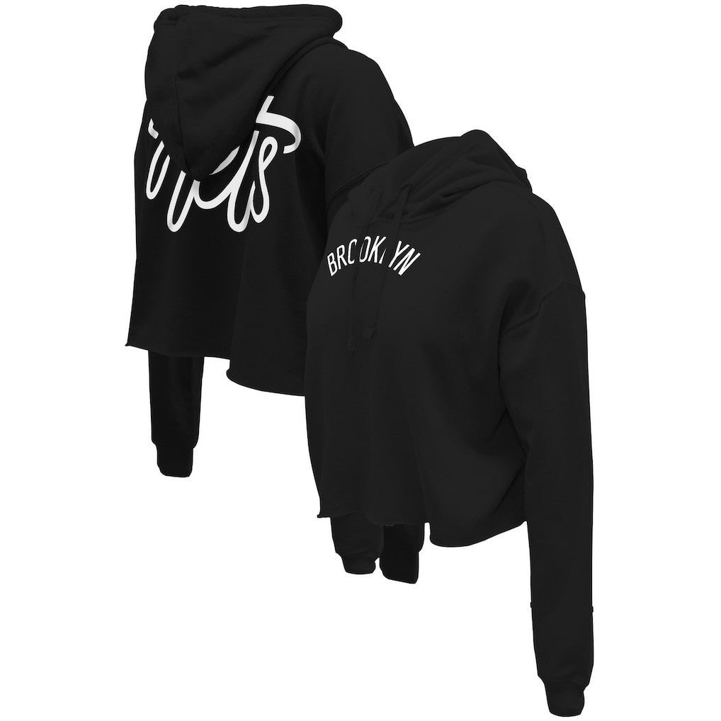 NBA Brooklyn Nets Stadium Essentials Women's Origins Script Cropped Pullover Hoodie