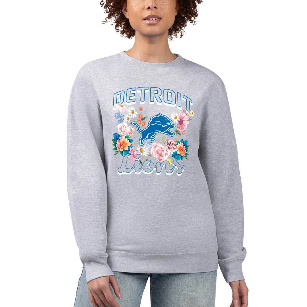 G-III 4Her by Carl Banks Women's Flower Logo Graphic Fleece Pullover Sweatshirt - Detroit Lions
