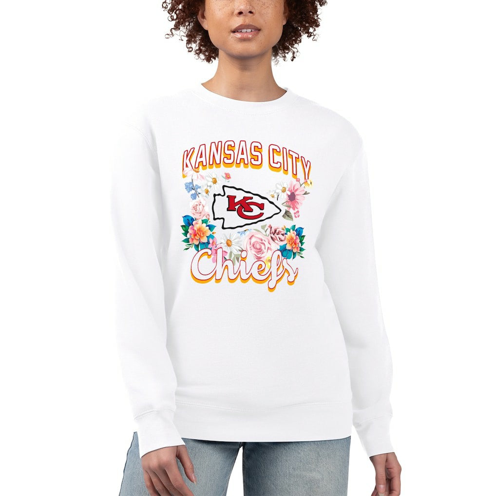 G-III 4Her by Carl Banks Women's Flower Logo Graphic Fleece Pullover Sweatshirt - Kansas City Chiefs