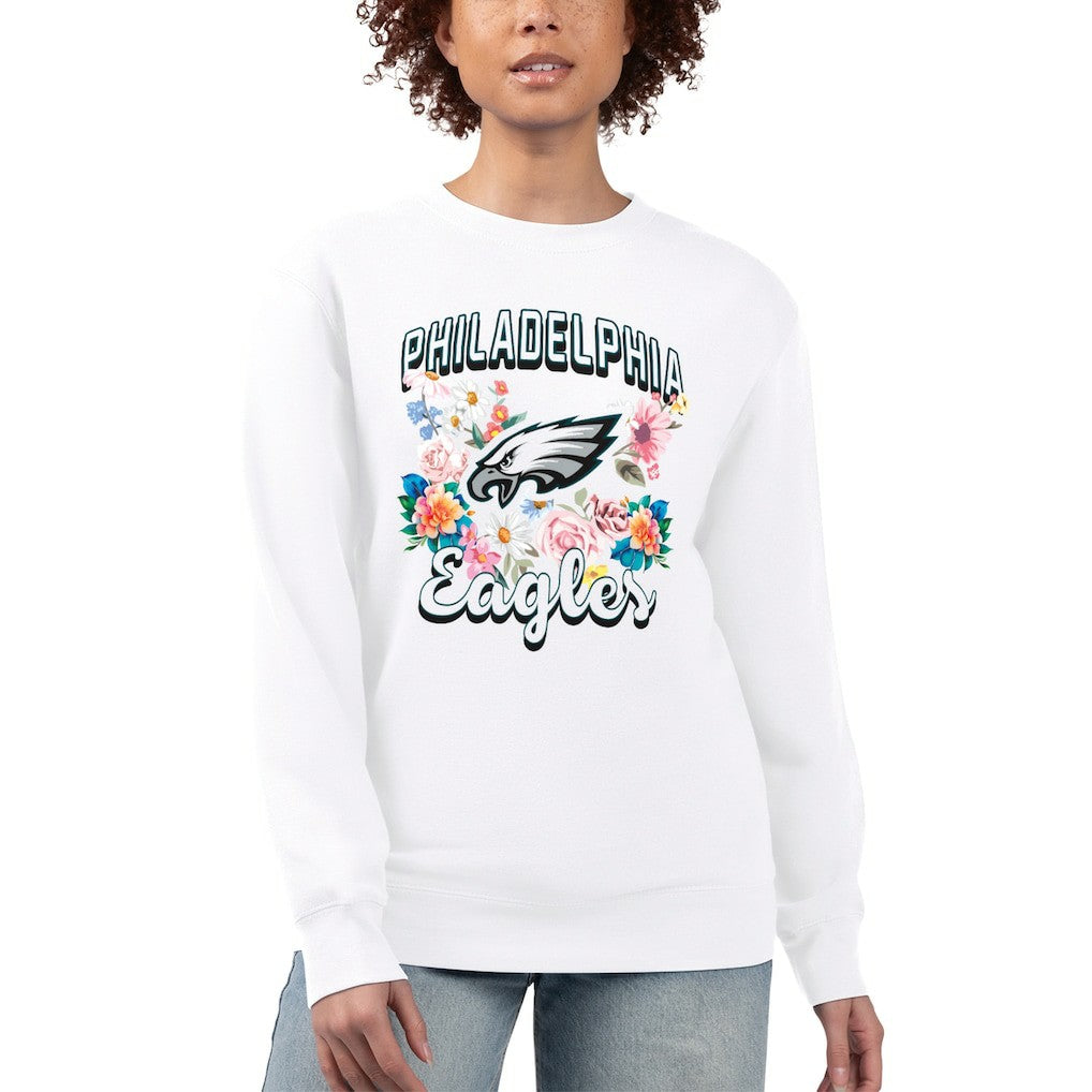 G-III 4Her by Carl Banks Women's Flower Logo Graphic Fleece Pullover Sweatshirt - Philadelphia Eagles