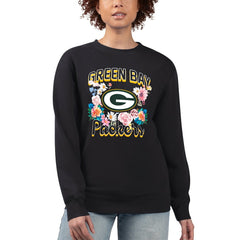 G-III 4Her by Carl Banks Women's Flower Logo Graphic Fleece Pullover Sweatshirt - Green Bay Packers