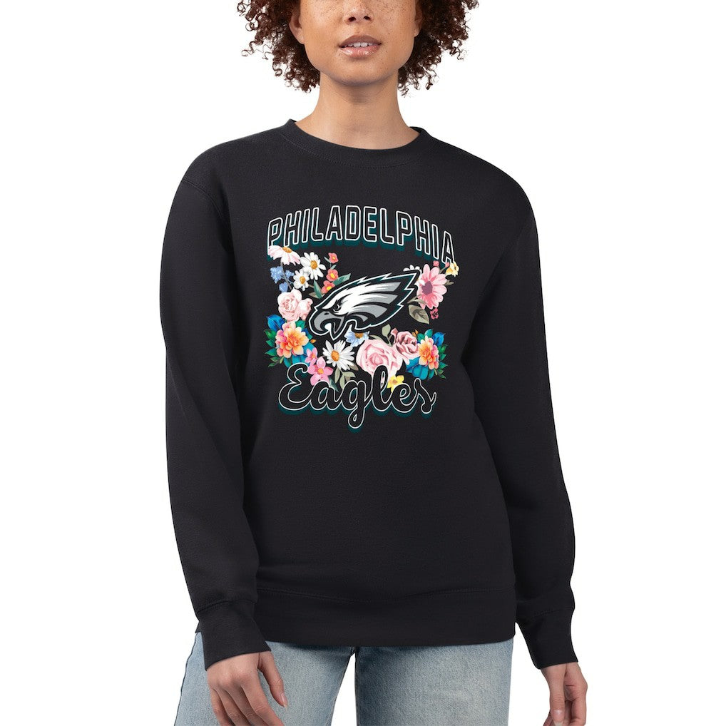 G-III 4Her by Carl Banks Women's Flower Logo Graphic Fleece Pullover Sweatshirt - Philadelphia Eagles