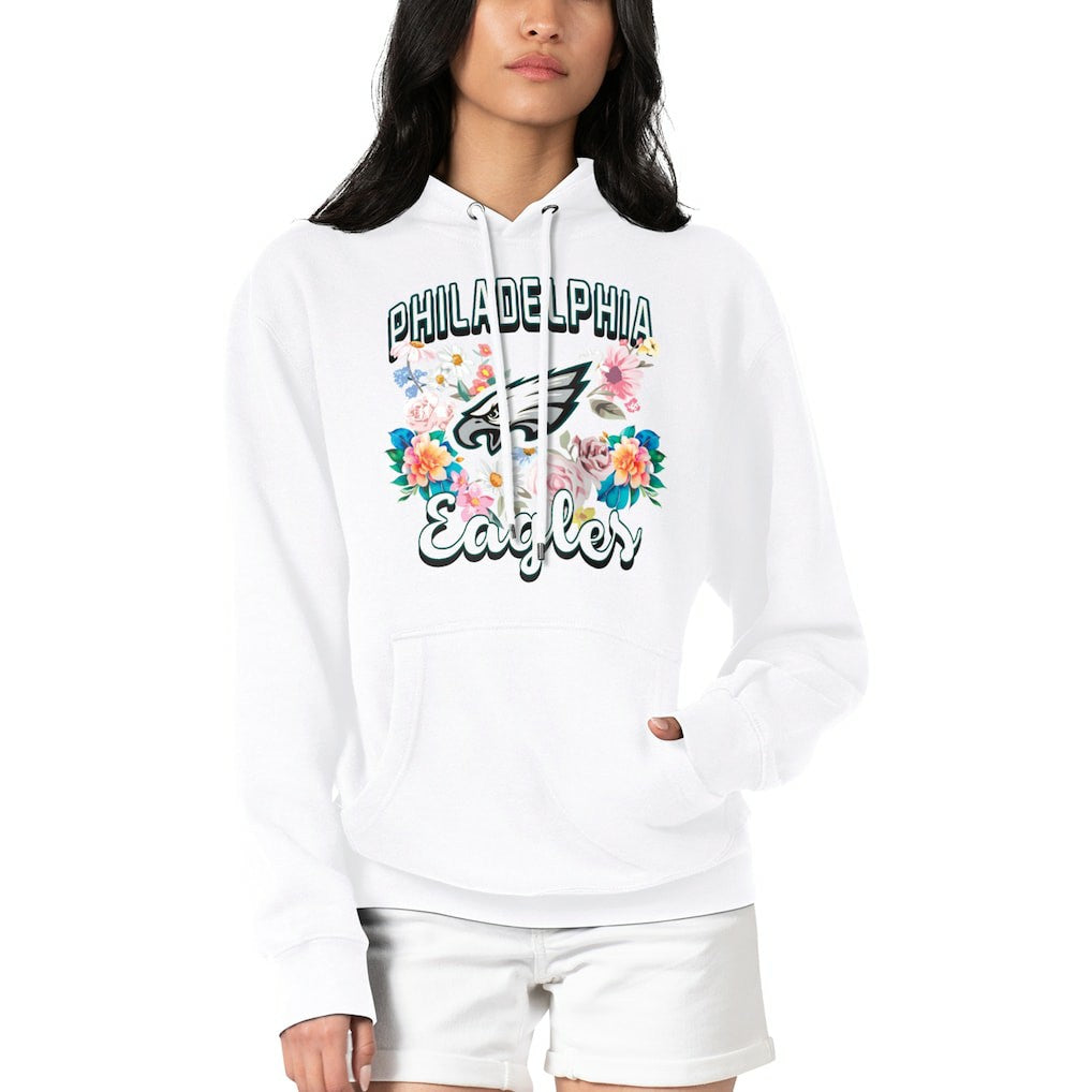 G-III 4Her by Carl Banks Women's Flowers Team Logo Graphic Fleece Pullover Hoodie - Philadelphia Eagles
