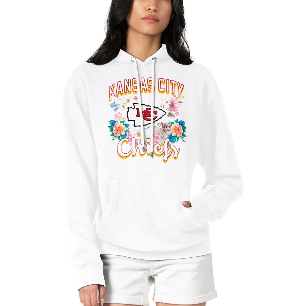 G-III 4Her by Carl Banks Women's Flowers Team Logo Graphic Fleece Pullover Hoodie - Kansas City Chiefs