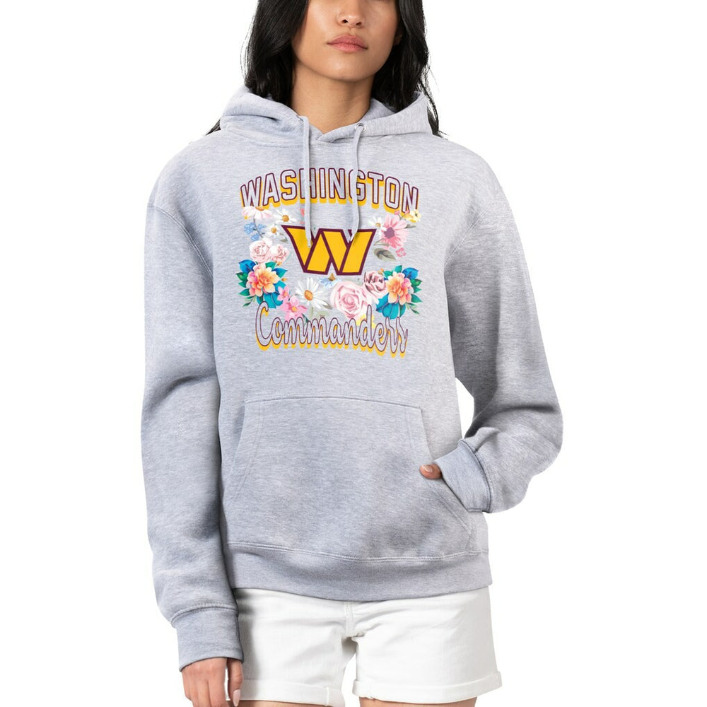 G-III 4Her by Carl Banks Women's Flowers Team Logo Graphic Fleece Pullover Hoodie - Washington Commanders