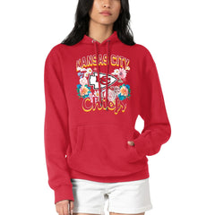 G-III 4Her by Carl Banks Women's Flowers Team Logo Graphic Fleece Pullover Hoodie - Kansas City Chiefs