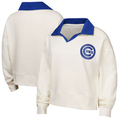 MLB Chicago Cubs Girls Youth Ballpark Hit Collared V-Neck Pullover Sweatshirt