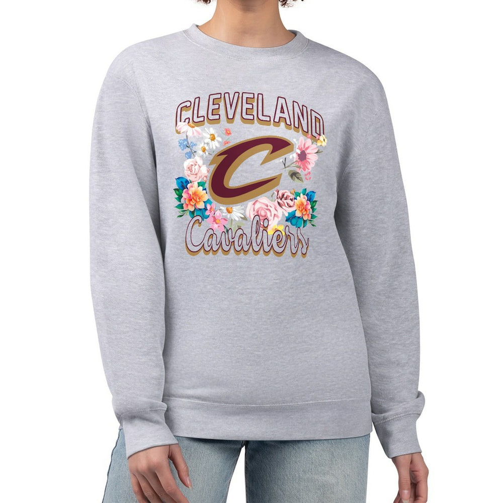 NBA Cleveland Cavaliers G-III 4Her by Carl Banks Women's Flowers Team Logo Graphic Fleece Crewneck Pullover Sweatshirt sale