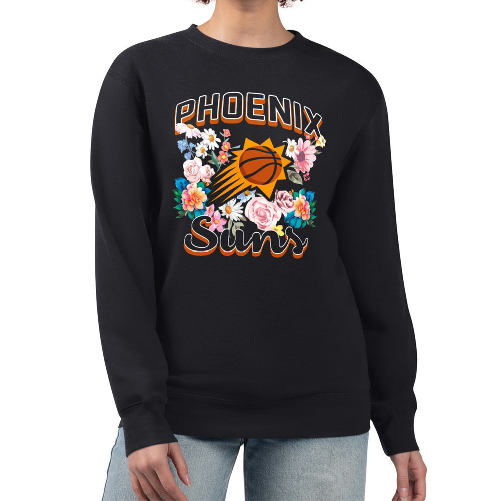 NBA Phoenix Suns G-III 4Her by Carl Banks Women's Flowers Team Logo Graphic Fleece Crewneck Pullover Sweatshirt
