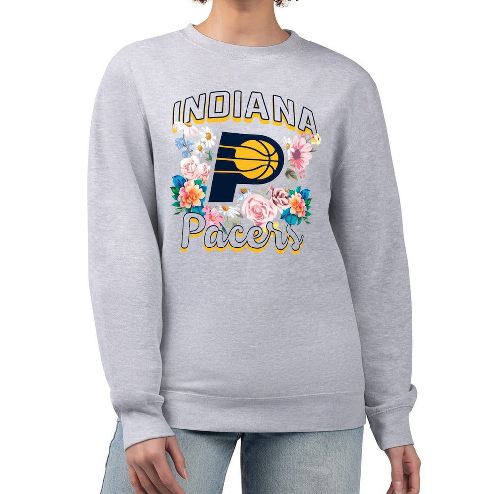 NBA Indiana Pacers G-III 4Her by Carl Banks Women's Flowers Team Logo Graphic Fleece Crewneck Pullover Sweatshirt