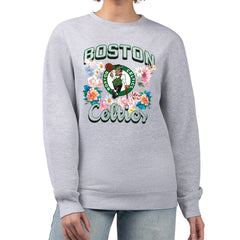 NBA Boston Celtics G-III 4Her by Carl Banks Women's Flowers Team Logo Graphic Fleece Crewneck Pullover Sweatshirt