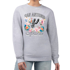 NBA San Antonio Spurs G-III 4Her by Carl Banks Women's Flowers Team Logo Graphic Fleece Crewneck Pullover Sweatshirt