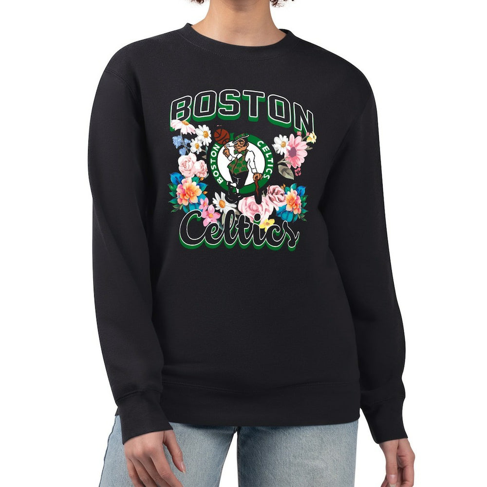 NBA Boston Celtics G-III 4Her by Carl Banks Women's Flowers Team Logo Graphic Fleece Crewneck Pullover Sweatshirt