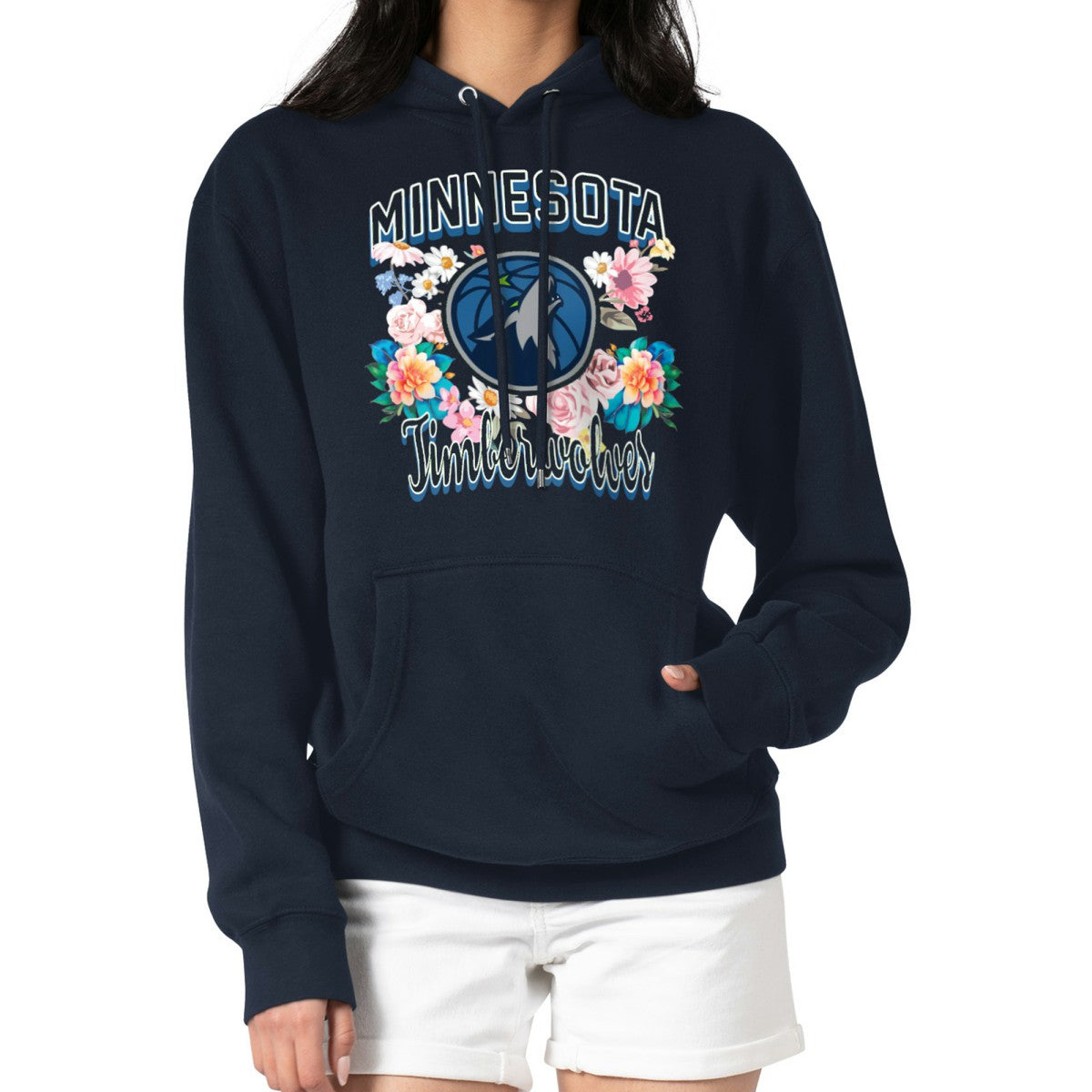 NBA Minnesota Timberwolves G-III 4Her by Carl Banks Women's Flowers Team Logo Graphic Fleece Pullover Hoodie