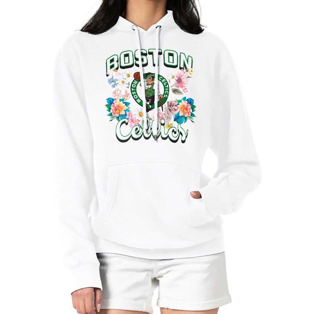 NBA Boston Celtics G-III 4Her by Carl Banks Women's Flowers Team Logo Graphic Fleece Pullover Hoodie